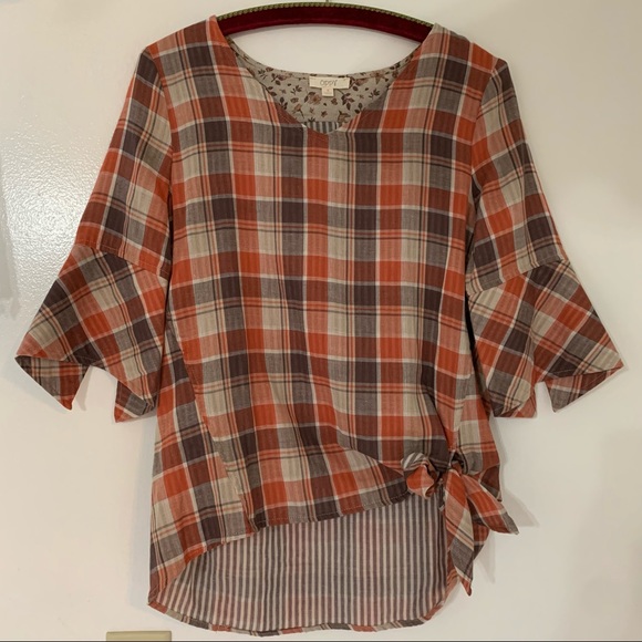 Oddi Tops - Oddi Plaid High Low Top